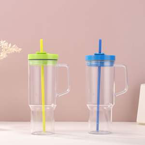 Nouvelle tasse de voyage en plastique PP sans BPA de 40 oz avec poignée et couvercle/paille, compatible micro-ondes, impression UV acrylique pour cadeaux - Product Image 6