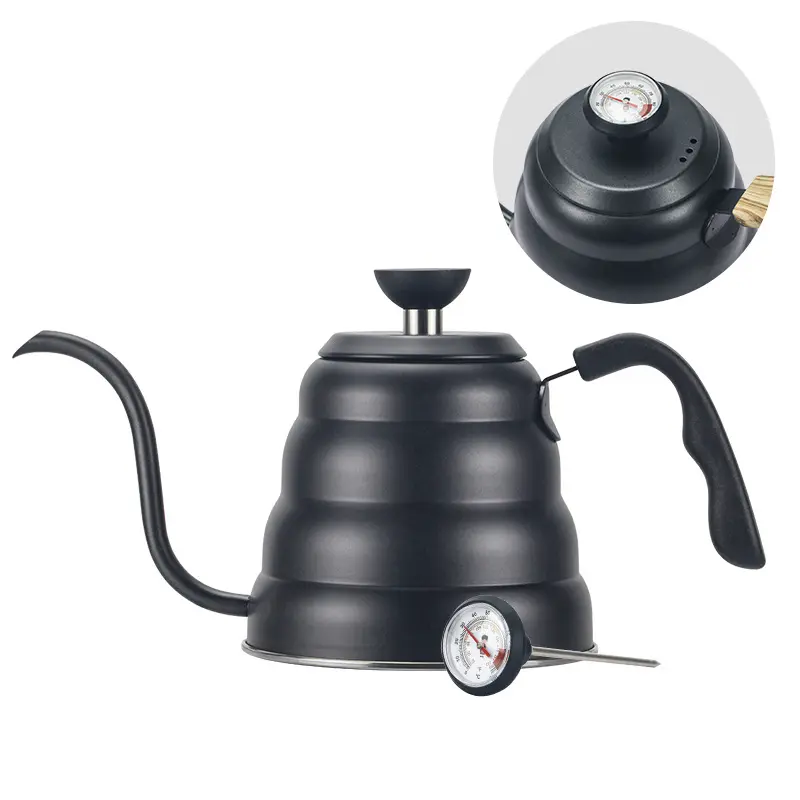 40oz/1.2L Gooseneck ince ucu paslanmaz çelik kahve su ısıtıcısı termometre, el damla üzerine dökün kahve çay potu  demlik