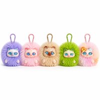 Porte-clés en peluche chat mignon et moelleux avec visage en vinyle, boîte mystère en résine, sonore, 5 styles, breloque de sac aléatoire, cadeau surprise
