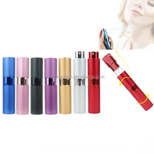 HOT! 8ml Empty Refillable Cosmetic Perfume Metal Aluminum Twist Up Spray Bottle Portable Travel Glass-liner Sub-bottle Atomizers