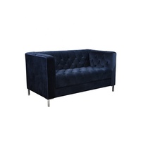 Versátil Estilo Europeo Diseño de lujo Terciopelo azul con mechones individual futón 3 + 2 + 1 sofá cama sofá Cum muebles