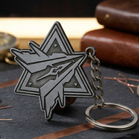 Porte-clés personnalisé en forme d'étoile vintage, gaufrage 3D, alliage de zinc plaqué argent antique, vente en gros pour cadeau