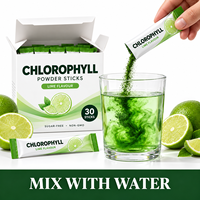 Bâtonnets de poudre de chlorophylle saveur citron vert, 30 unités, sans sucre, sans OGM, mélange de boisson à base de plantes pour le bien-être quotidien des adultes, marque privée OEM