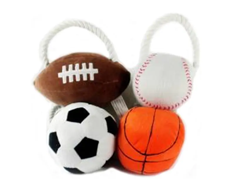 Basketball,Football,Baseball and Rugby plush squeaker pet toy,pet product from China Factory wholesales
