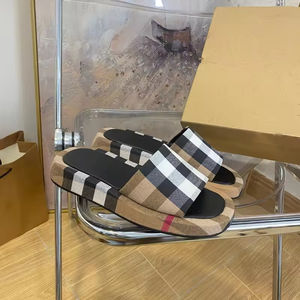 รองเท้าแตะผ้าใบพื้นหนาลายสก็อตแฟชั่นสำหรับผู้หญิงใส่ลำลองในชีวิตประจำวัน ดีไซน์เนอร์แบรนด์ดัง - Product Image 1