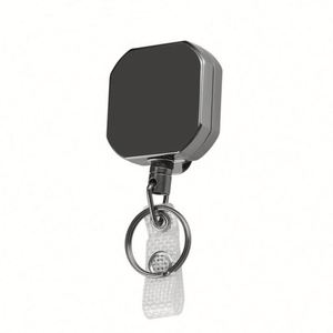 Heavy Duty Retractable Badge Holder Reel Square Metal ID Badge Holder with Belt Clip Camping <b>Key</b> <b>Ring</b> for Name Card Keychain - Product Image 2