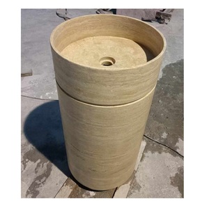 <span class=keywords><strong>Lavabo</strong></span> de Pedestal independiente de mármol travertino <span class=keywords><strong>Beige</strong></span>, lavabos de baño para Hotel y hogar para aplicación de lavado, Material de <span class=keywords><strong>piedra</strong></span> - Product Image 1