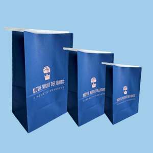 Sacs à Popcorn Personnalisés avec Logo Imprimé, pour Bonbons et Noix, en Papier Kraft Anti-Graisse avec Fermeture à Lanière pour Fêtes d'Anniversaire d'Enfants - Product Image 3