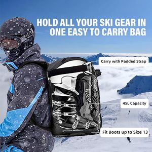 Sac à dos pour <span class=keywords><strong>chaussures</strong></span> de <span class=keywords><strong>ski</strong></span> AUMTISC SL-1886 avec compartiment pour casque et sangles pour <span class=keywords><strong>chaussures</strong></span> de <span class=keywords><strong>ski</strong></span>, patins à glace et snowboard - Product Image 3
