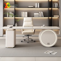 Bureau moderne minimaliste en bois couleur crème de luxe pour la maison, le bureau, le salon de beauté - Bureau d'étude et de consultation commercial pour ordinateur