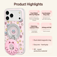 Coque de téléphone antichoc en PC et fibre d'aramide avec impression IML couleur unie, support magnétique rotatif à 360°, version universelle compatible
