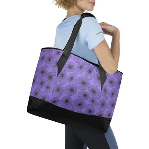 Hawaii Purple Opihi Shell Large Capacity Thermal Tote Bag with Zipper Closure Insulated Grocery Bag Reusable Food Delivery Bag - Product Image 2