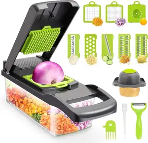 2024 Multifuncional Vegetal Chopper Doméstico Salada Cebola Vegetal Cortador Manual 12 Em 1 Frutas Vegetais Food Chopper