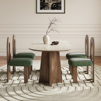 Moderner Französischer Schiefer Ovaler Massivholz-Esstisch und Stuhl-Set für Wohnzimmer Wohnmöbel