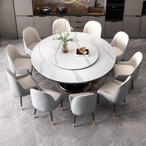 Sang trọng rắn gỗ bàn ăn thiết lập với hiện đại Rock tấm Thiết kế bàn xoay nhỏ cho đồ nội thất nhà cho phòng khách - Product Image 2