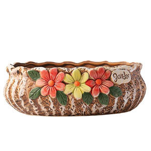 Maceta Grande de Cerámica para Suculentas, Estilo Contemporáneo, Ecológica, de Cerámica Rústica, con Orificio de Drenaje, Creativa, Simple, de Gran Diámetro - Product Image 4