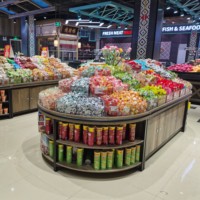 Ovale gebogen supermarkt displayrek, zwaar belastbaar, schuine lagen, ruime schappen, vers fruit- en groentetentoonstellingsrek