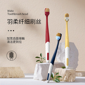 Cepillo de Dientes de Cerdas Suaves para Adultos, Cabezal Ancho, Juego de Cepillos de Dientes Manuales de Alta Calidad - Product Image 1