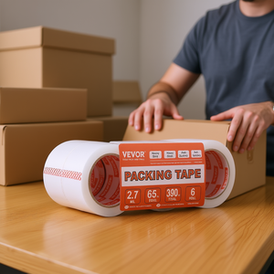 Cinta de Embalaje Transparente de Alta Resistencia, 6 Rollos, 65 Yardas, 2.7 Mil, Adhesiva, 3 Pulgadas, Modelo D0100X37E36 - Product Image 2