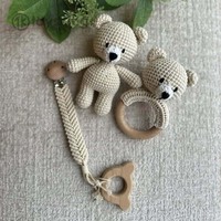 Mainan Gigitan Bayi Rajutan Tangan Bentuk Bunga - Kapas Lembut PP Cotton Sensory Shaker Hadiah Baby Shower Mainan Gigitan Bayi