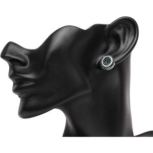 Ornaatis Diamond <b>Stud</b> Earrings 1.87 Cttw Round Cut White And Blue Halo Cluster 925 Sterling <b>Silver</b> Women's Everyday Wear - Product Image 3