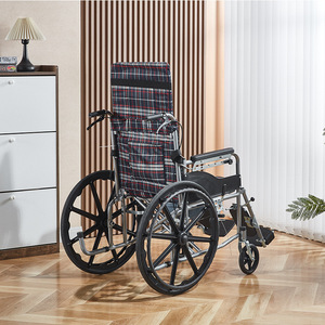 Silla de Ruedas Manual, Totalmente Reclinable, Plegable, Portátil, Sin Instalación, para Ancianos, Embarazadas y Personas con Discapacidad, Material de Acero al Carbono - Product Image 1