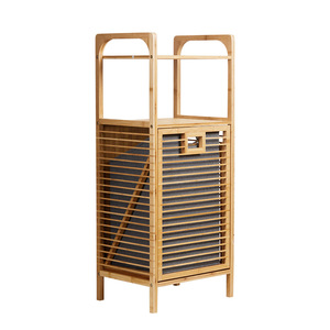 Bamboo Bathroom Shelf 3 Tier Freestanding Storage <b>Rack</b> With Canvas Basket Multi Purpose Eco Friendly - Product Image 5