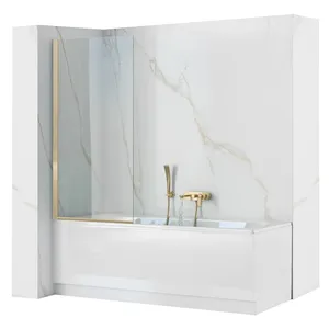 Vendita diretta in fabbrica di alta qualità nero oro cromato vetro temperato porta del bagno vasca da bagno doccia schermo della vasca da bagno