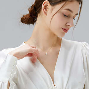 Collar con Colgante de Perla de Plata de Ley 925 de Alta Calidad, Moderno y Elegante, Cadena de Oro Vermeil de 14K, Perla Natural de Agua Dulce - Product Image 3