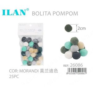 Ilan Bolita Pompom 2Cm Colore Morandi 25 Pezzi Decorazione Artigianale - Product Image 1