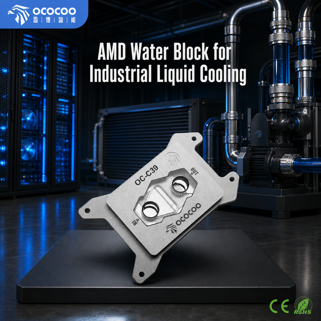 OCOCOO OC-C39-SAMD Low Profile Copper CPU Water Block for Server AMD SP3 SP5 SP6 TR4 Sockets G1/4 Industrial Liquid Cooling