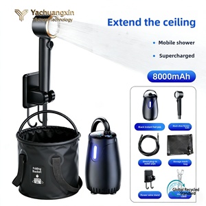Ducha portátil recargable por USB para exteriores con pantalla digital y cabezal de pulverización ajustable, diseño impermeable - Product Image 4