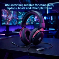 Casque de jeu filaire RGB personnalisé avec logo, cadre métallique, son stéréo haute fidélité, micro USB, faible latence