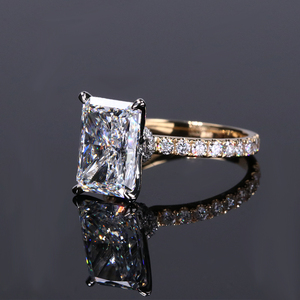 IGI cincin tunangan pernikahan 14K emas padat kuning dan <span class=keywords><strong>Platinum</strong></span> D VVS 5 karat cincin berlian tumbuh Lab potongan bercahaya - Product Image 2