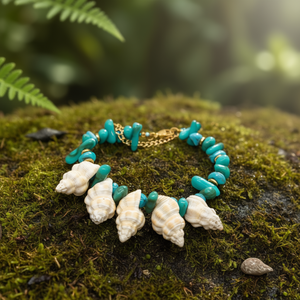 Fashion Beaded <b>Bracelet</b> With Turquoise Stones And Seashells For Women <b>Boho</b> Style Jewelry Accessory - Product Image 2