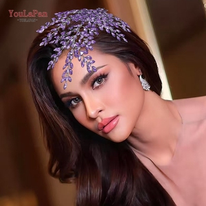 YouLaPan – Diadème de mariage en métal tendance pour femme, accessoire de <span class=keywords><strong>coiffure</strong></span> nuptial en cristal et strass, bandeau HP438 - Product Image 3