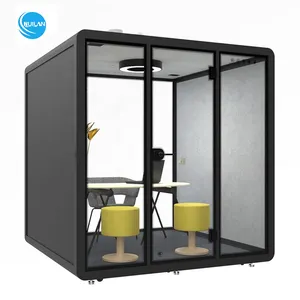 Movable soundproof booth office private pods 4 person meeting pod training pod soundproof built-in 4000K natural light CE