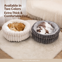 Nouveau lit pour animaux de compagnie en fausse fourrure épaisse pour l'hiver, rond, petit, pour chiens et chats, lavable en machine, antidérapant, chaud
