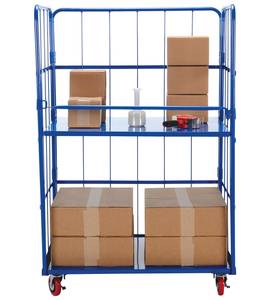 Magazijn Supermarkt Lading Opslag Stalen Rolkooi <span class=keywords><strong>Pallet</strong></span> Logistieke Kar Hand Duwwagen Met Castor Wielen - Product Image 1