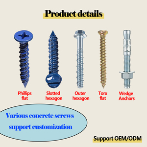 M8 M10 M12 Acero Chapado en zinc Cabeza hexagonal Cemento Tornillo de hormigón Anclajes Sistema de medición métrica para bloques de mampostería de hormigón Ladrillo - Product Image 2