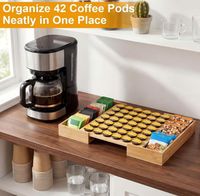 Nouvel Organisateur de Rangement Extensible pour Capsules de Café en Bambou, Compatible avec les Capsules K-Cup, pour la Maison, le Bureau et la Cuisine