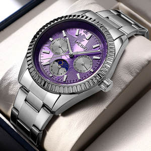 Reloj <span class=keywords><strong>de</strong></span> Cuarzo MEGIR para Hombre con Correa <span class=keywords><strong>de</strong></span> Acero Inoxidable, Estilo Ejecutivo, con Fecha, Función <span class=keywords><strong>de</strong></span> <span class=keywords><strong>Fase</strong></span> Lunar <span class=keywords><strong>de</strong></span> 24 Horas - Product Image 3