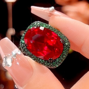 Fashion Jewelry Eco-friendly Copper Black Gold Plated 13*18MM Imitation Ruby Cubic Zirconia Punk Wedding Necklace <b>Earrings</b> Set - Product Image 5