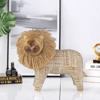 Décoration de bureau et d'intérieur : Adorables figurines de lion en fausse toile de lin de style européen pour la maison et le bureau