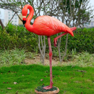 Büyük pembe Flamingo bahçe heykeli yaşam boyutu açık reçine kuşlar süs Yard sanat ev veranda köy dekor zarif heykelleri - Product Image 3