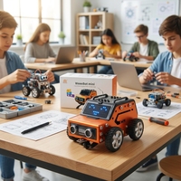 Proyectos de Coches RC Familiares Europeos, Kit de Robot Educativo de Programación STEAM para Niños, Regalo para Niños
