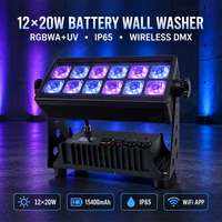 Projecteur LED à piles 12x20W RGBWA+UV IP65 15400mAh Autonomie de 10 heures pour événements scéniques en extérieur