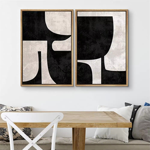 Haute qualité toile décorative peinture murale médiévale noir polygonale formes abstraites Illustration dessiné à la main Art moderne - Product Image 2