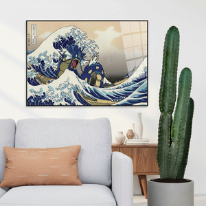 Gyarados Great Wave Art Deco Panel Canvas Print <b>Hanging</b> <b>Wall</b> <b>Decor</b> - Product Image 3