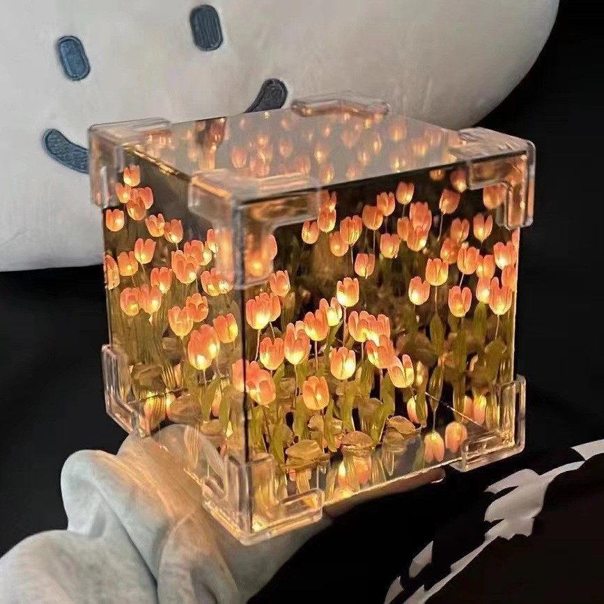 Pink tulip night light - comes with complete materials